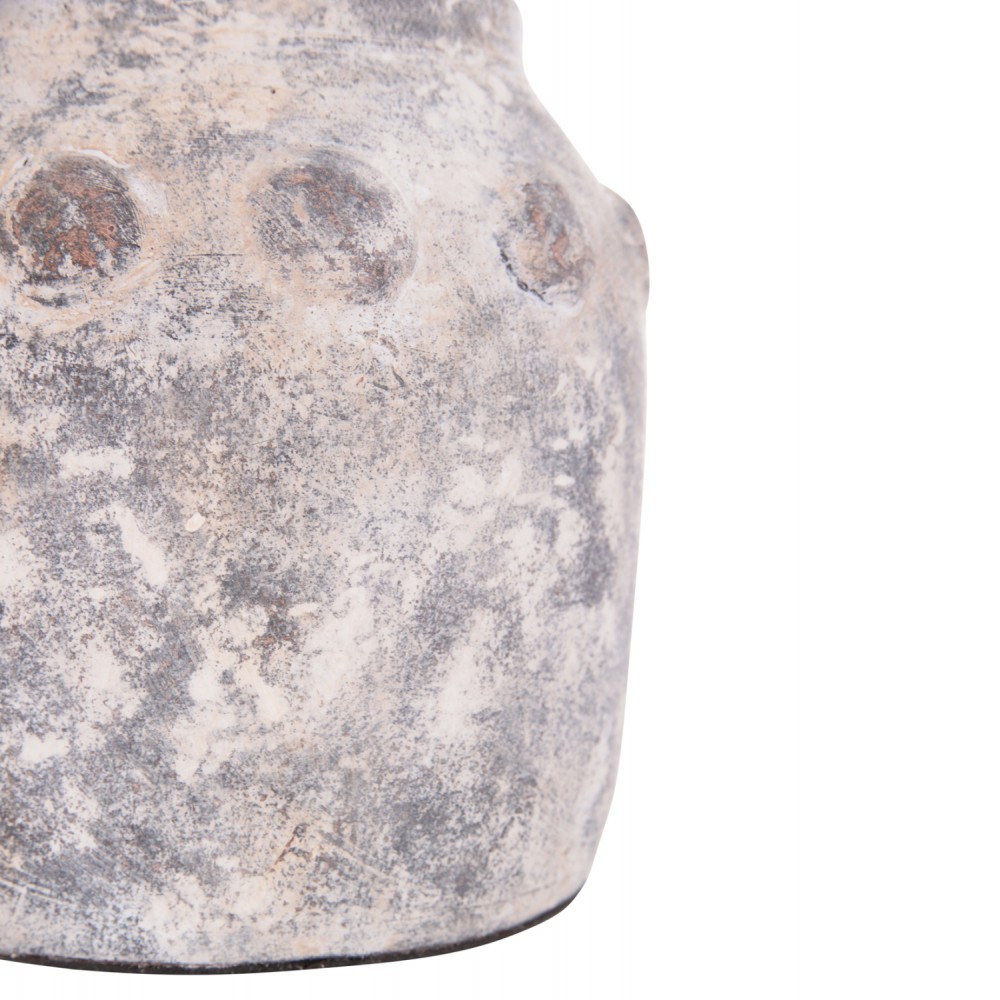 Διακοσμητικό επιτραπέζιο βάζο "VERMO" από τερακότα σε χρώμα γκρι Φ20x19