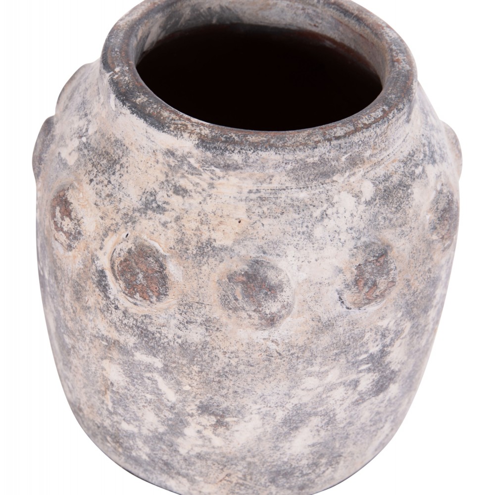 Διακοσμητικό επιτραπέζιο βάζο "VERMO" από τερακότα σε χρώμα γκρι Φ20x19