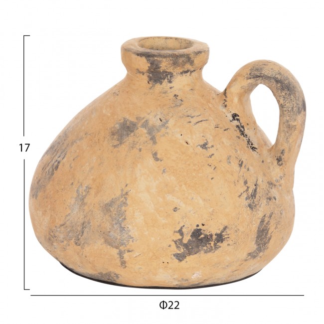 Διακοσμητικό επιτραπέζιο βάζο "VERMO" από τερακότα σε χρώμα μπεζ Φ22x17