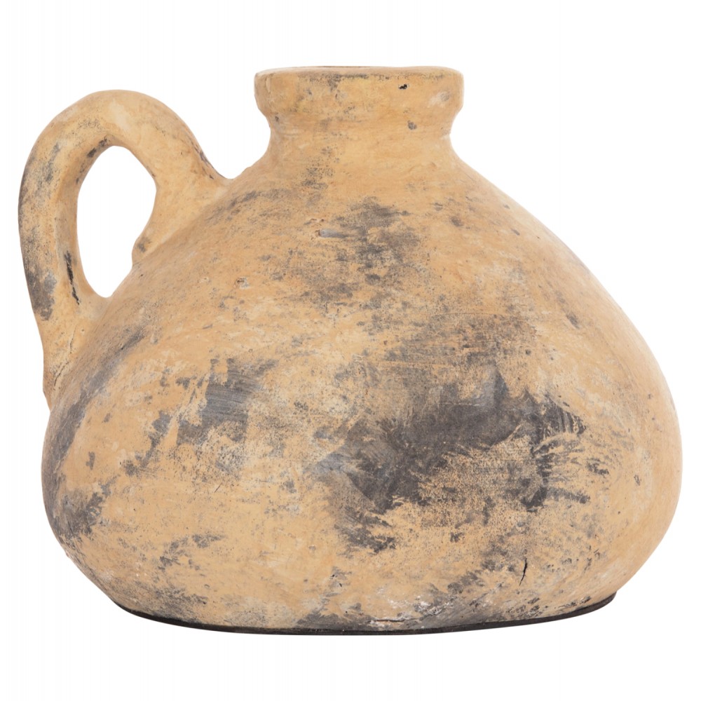 Διακοσμητικό επιτραπέζιο βάζο "VERMO" από τερακότα σε χρώμα μπεζ Φ22x17