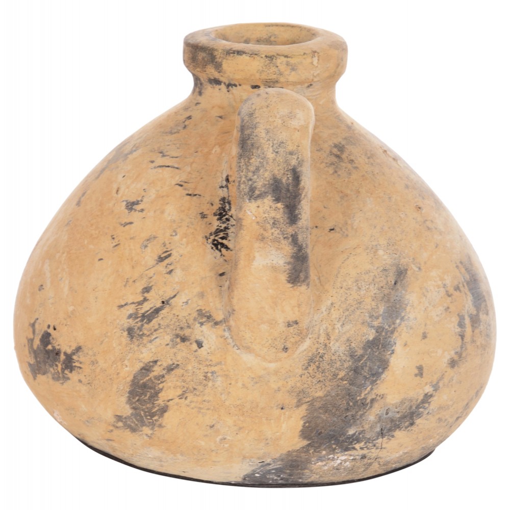 Διακοσμητικό επιτραπέζιο βάζο "VERMO" από τερακότα σε χρώμα μπεζ Φ22x17