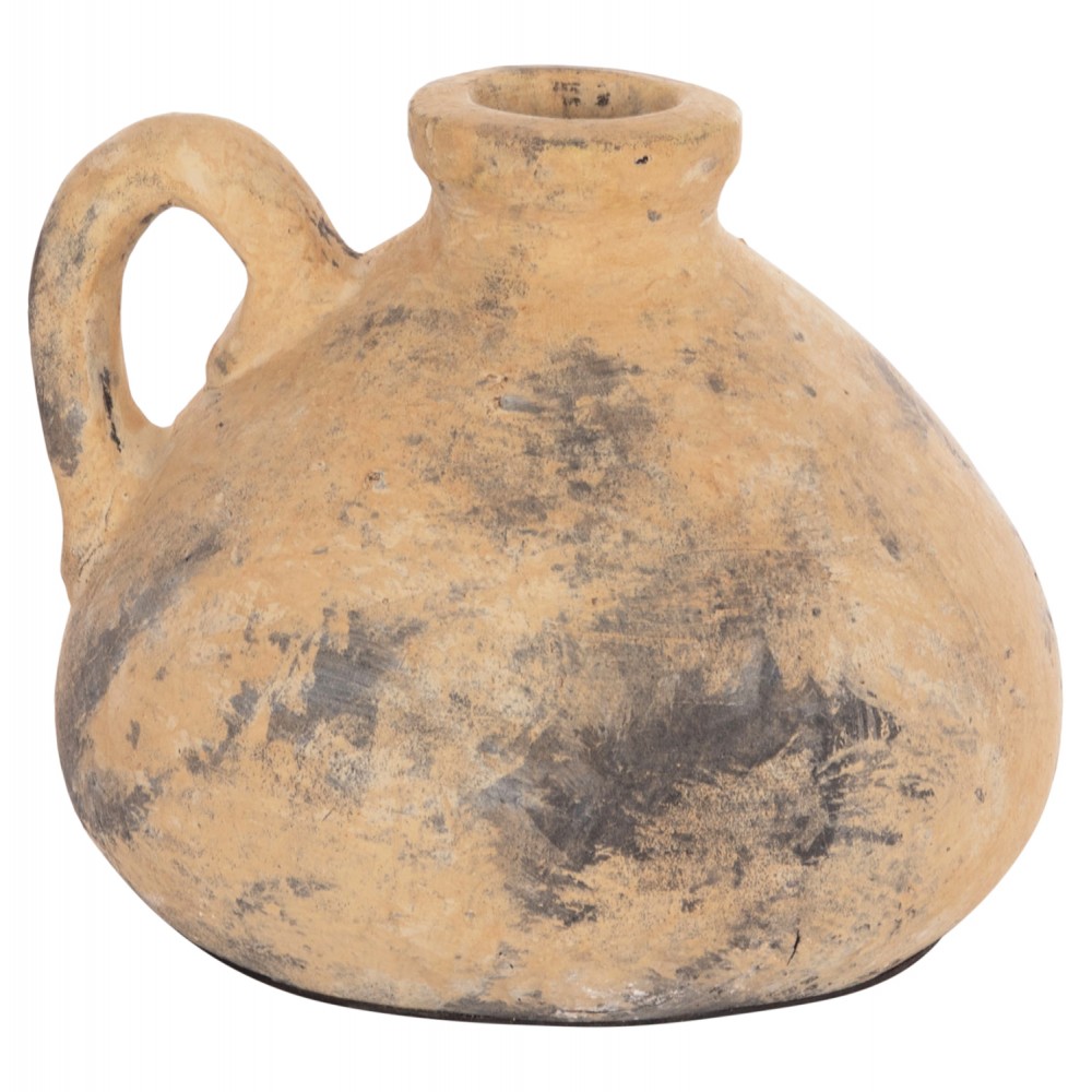 Διακοσμητικό επιτραπέζιο βάζο "VERMO" από τερακότα σε χρώμα μπεζ Φ22x17