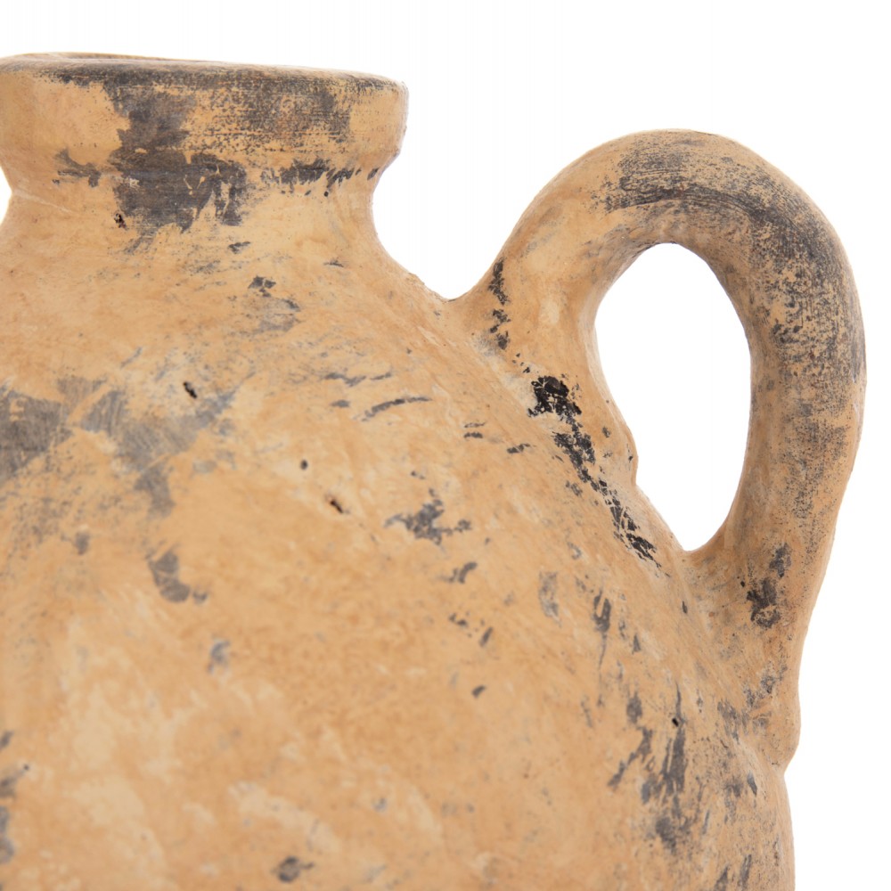 Διακοσμητικό επιτραπέζιο βάζο "VERMO" από τερακότα σε χρώμα μπεζ Φ22x17