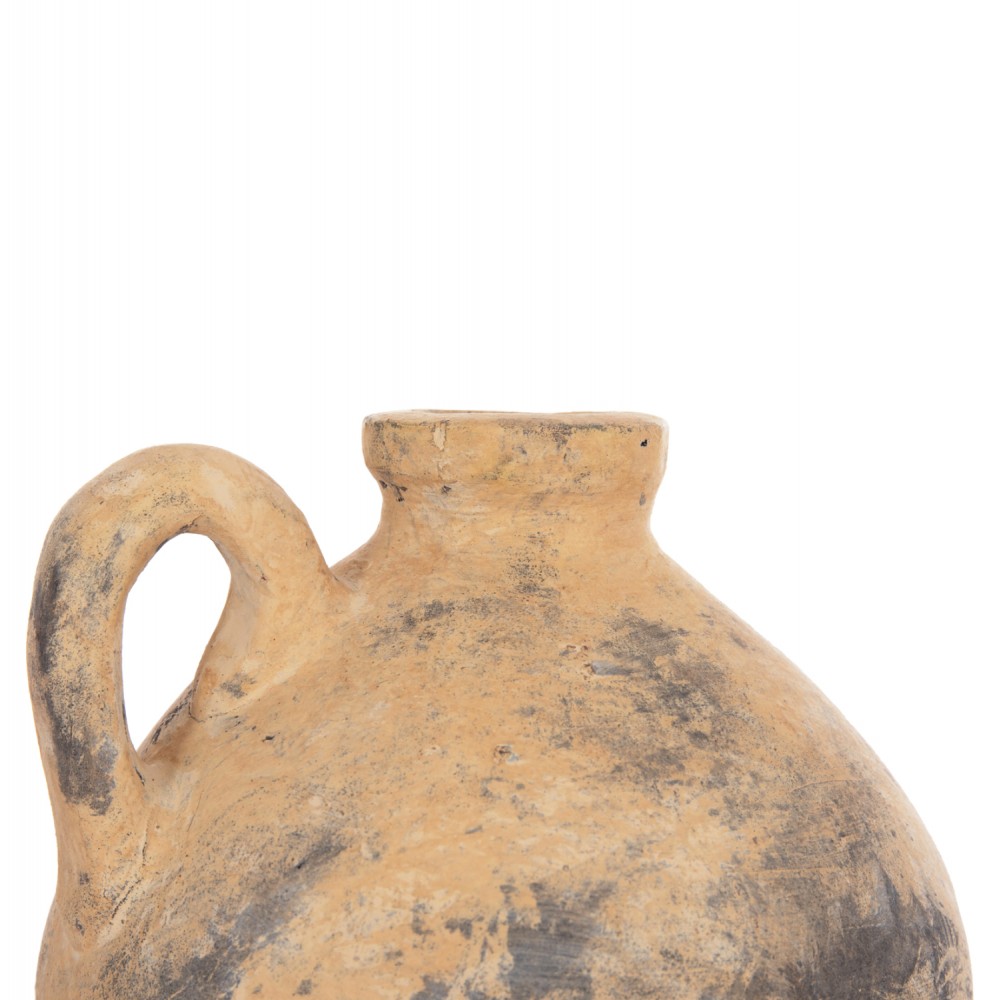 Διακοσμητικό επιτραπέζιο βάζο "VERMO" από τερακότα σε χρώμα μπεζ Φ22x17