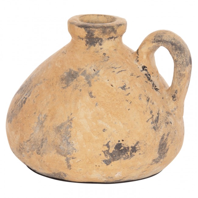 Διακοσμητικό επιτραπέζιο βάζο "VERMO" από τερακότα σε χρώμα μπεζ Φ22x17