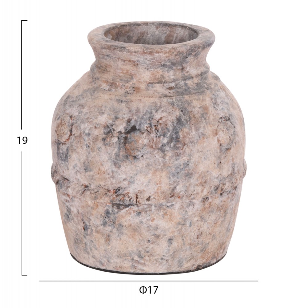 Διακοσμητικό επιτραπέζιο βάζο "VERMO" από τερακότα σε χρώμα γκρι Φ17x19
