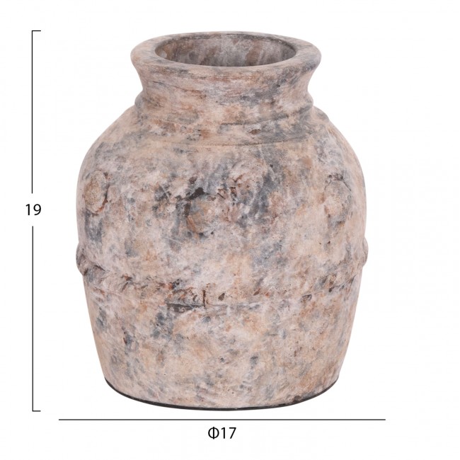 Διακοσμητικό επιτραπέζιο βάζο "VERMO" από τερακότα σε χρώμα γκρι Φ17x19