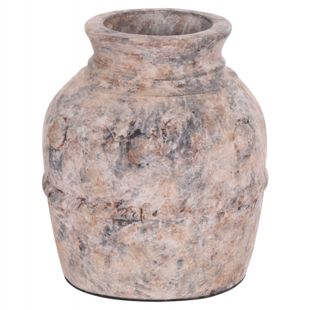 Διακοσμητικό επιτραπέζιο βάζο "VERMO" από τερακότα σε χρώμα γκρι Φ17x19