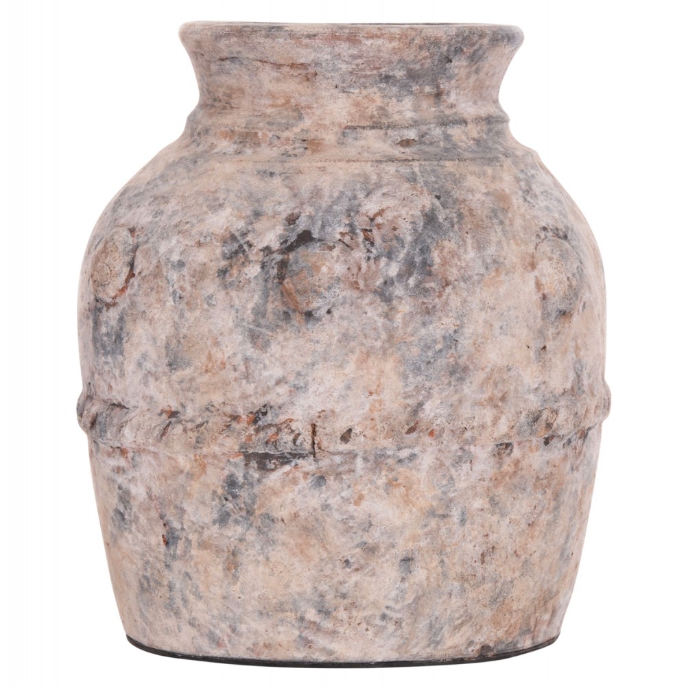 Διακοσμητικό επιτραπέζιο βάζο "VERMO" από τερακότα σε χρώμα γκρι Φ17x19