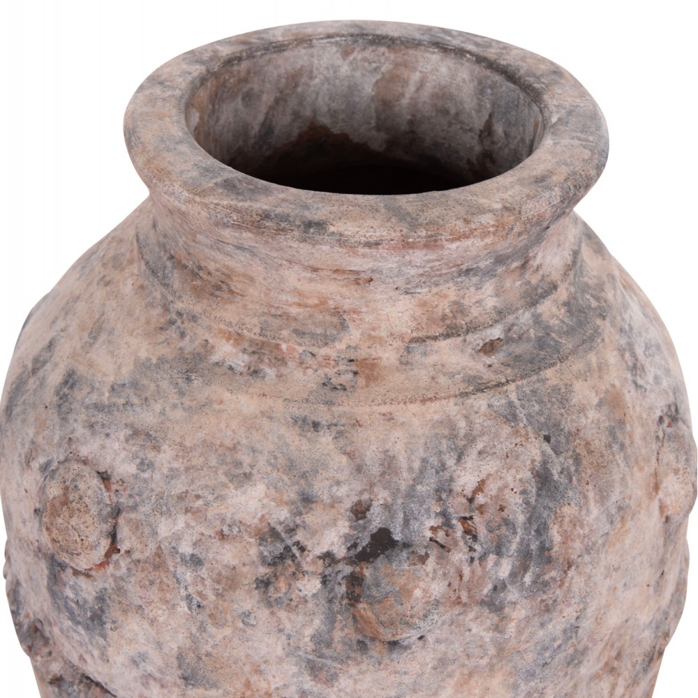 Διακοσμητικό επιτραπέζιο βάζο "VERMO" από τερακότα σε χρώμα γκρι Φ17x19