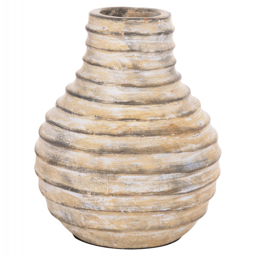 Διακοσμητικό επιτραπέζιο βάζο "VERMO" από τερακότα σε χρώμα μπεζ Φ27x30