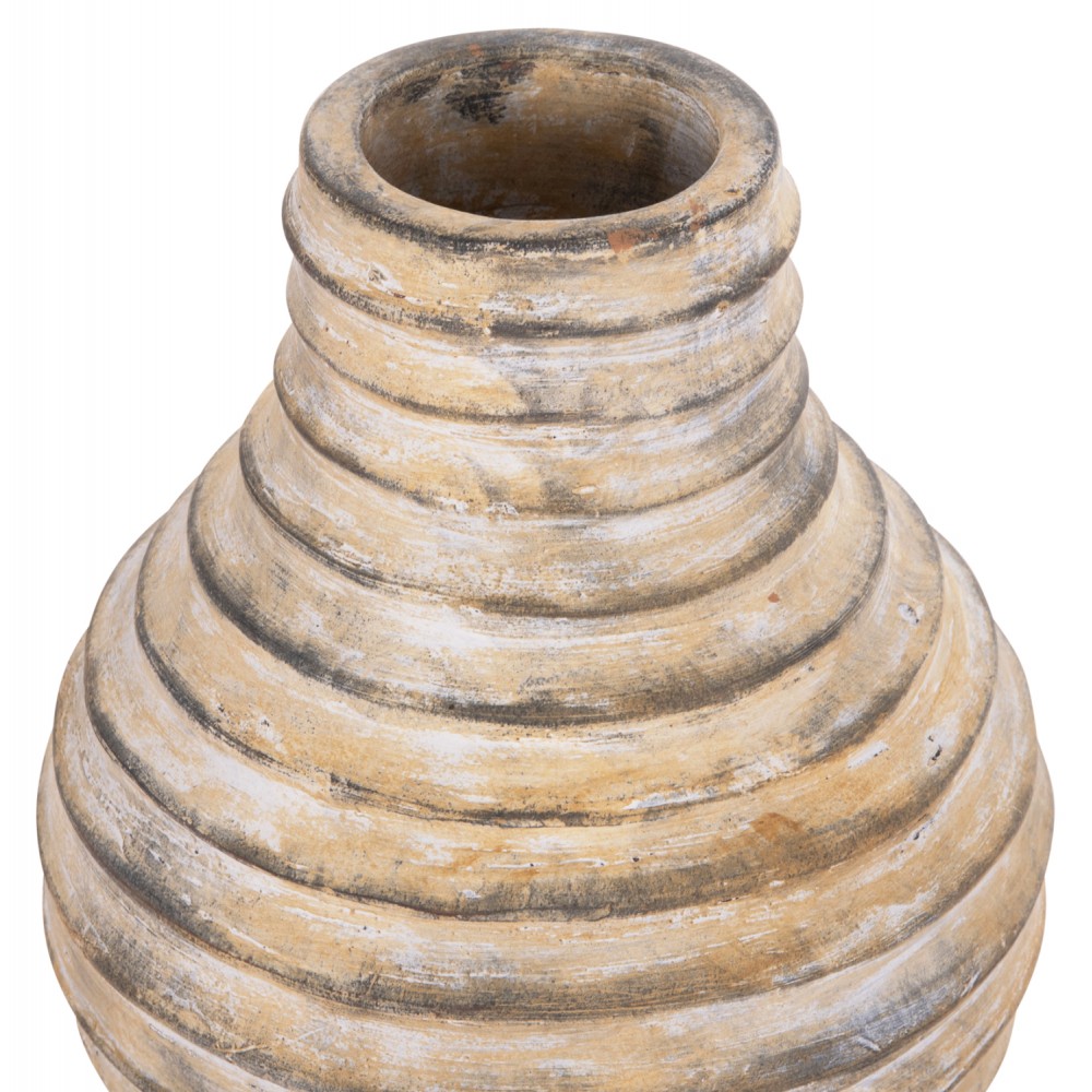 Διακοσμητικό επιτραπέζιο βάζο "VERMO" από τερακότα σε χρώμα μπεζ Φ27x30