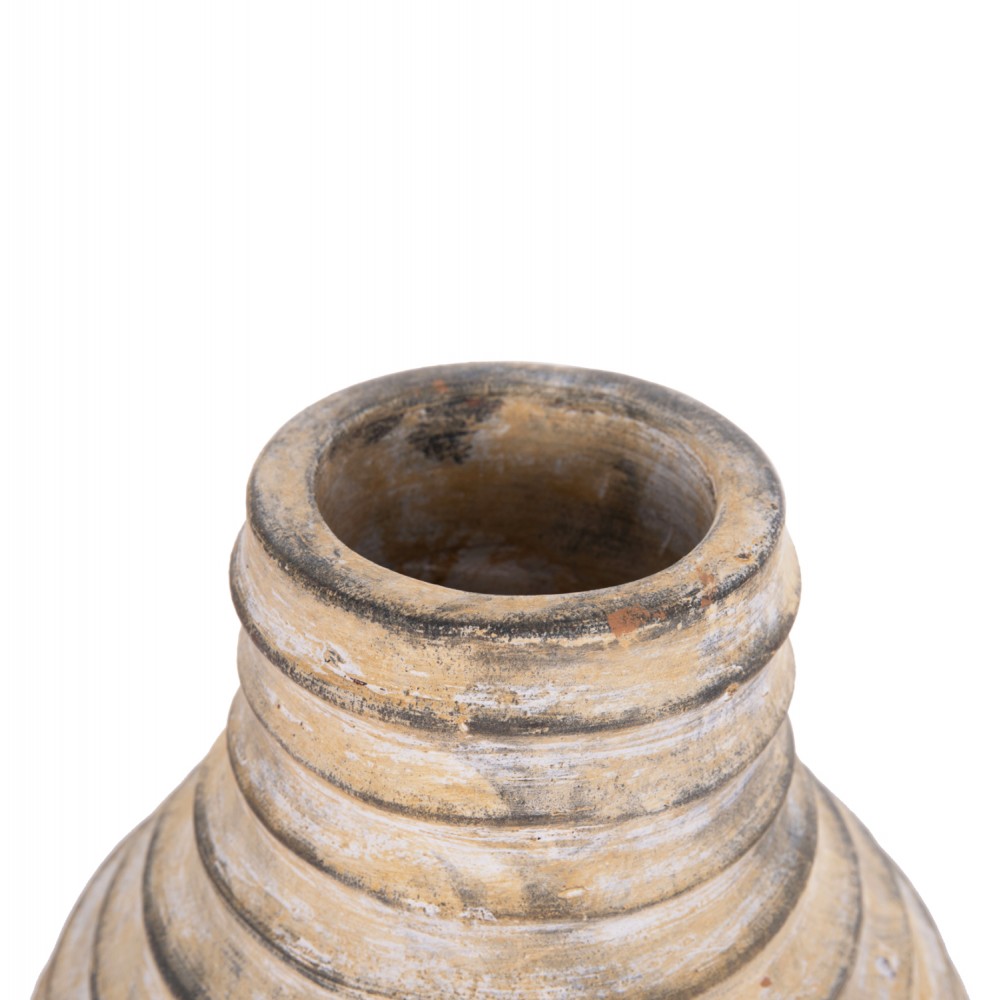 Διακοσμητικό επιτραπέζιο βάζο "VERMO" από τερακότα σε χρώμα μπεζ Φ27x30