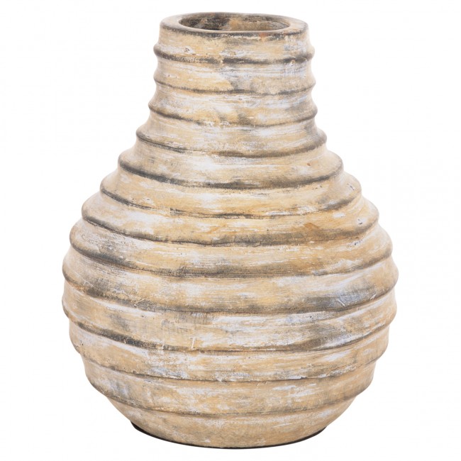 Διακοσμητικό επιτραπέζιο βάζο "VERMO" από τερακότα σε χρώμα μπεζ Φ27x30