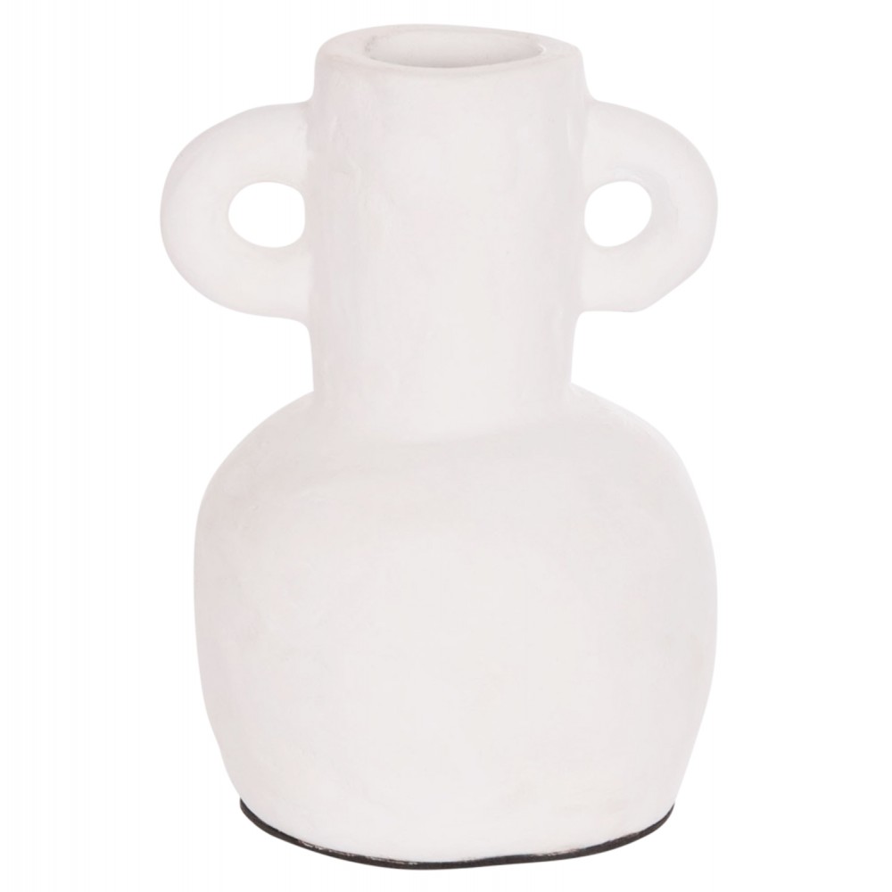 Διακοσμητικό βάζο "CLAYVON" από τερακότα σε χρώμα λευκό Φ14x20