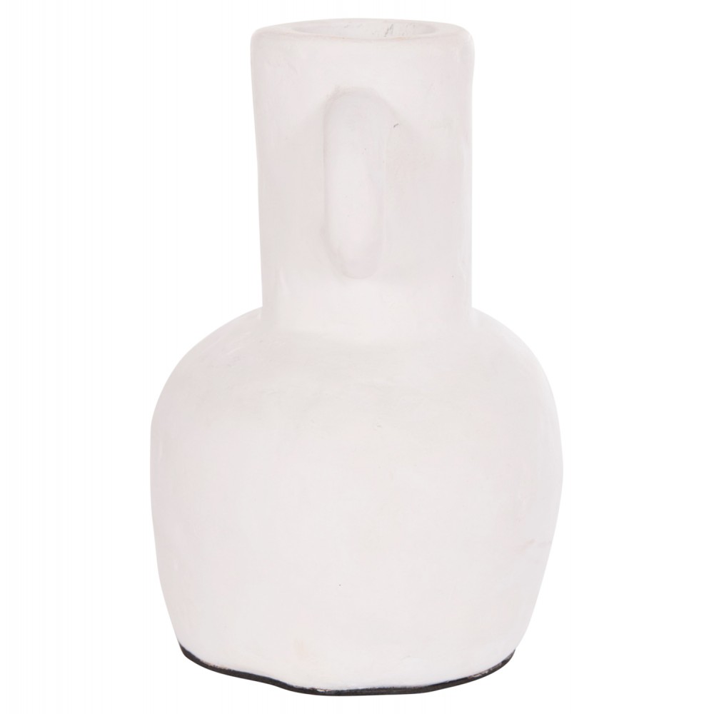 Διακοσμητικό βάζο "CLAYVON" από τερακότα σε χρώμα λευκό Φ14x20