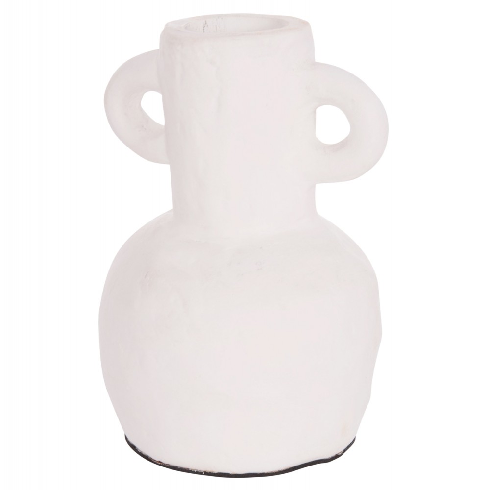 Διακοσμητικό βάζο "CLAYVON" από τερακότα σε χρώμα λευκό Φ14x20