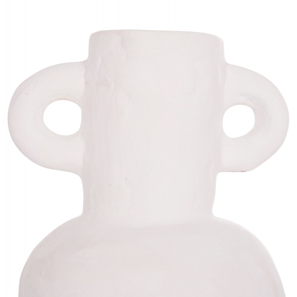 Διακοσμητικό βάζο "CLAYVON" από τερακότα σε χρώμα λευκό Φ14x20