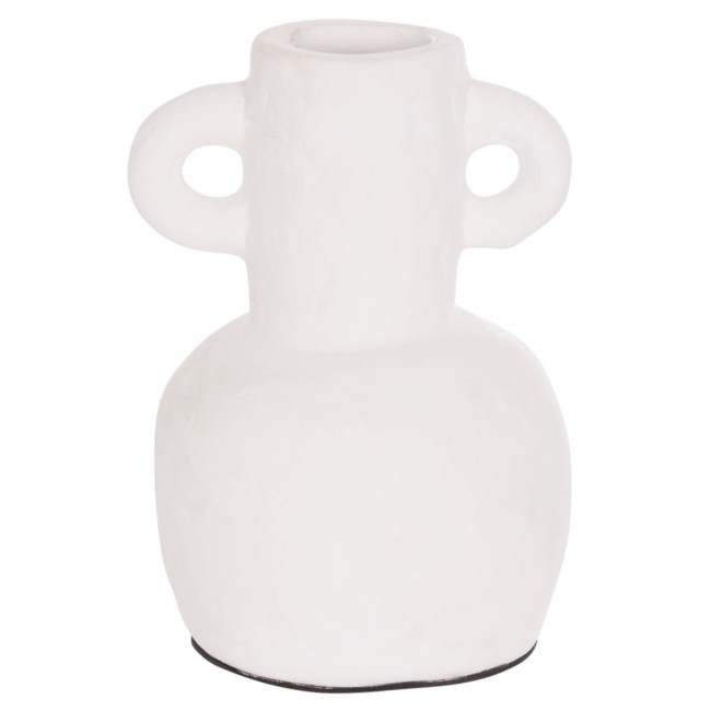 Διακοσμητικό βάζο "CLAYVON" από τερακότα σε χρώμα λευκό Φ14x20