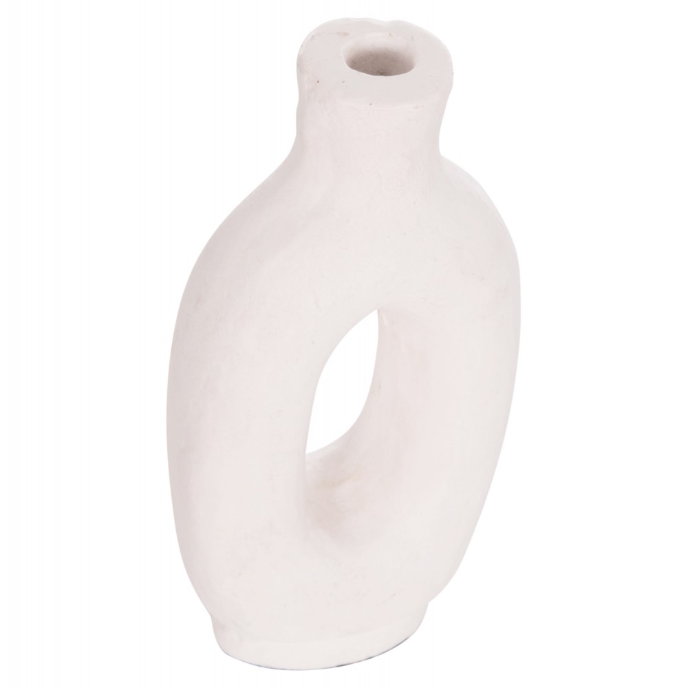 Διακοσμητικό βάζο "CLAYVON" από τερακότα σε χρώμα λευκό 10x5x21