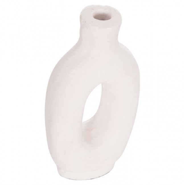 Διακοσμητικό βάζο "CLAYVON" από τερακότα σε χρώμα λευκό 10x5x21