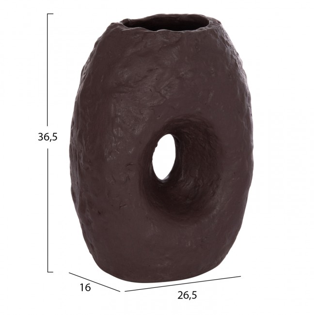 Επιτραπέζιο διακοσμητικό βάζο "NAMENTIS" από τερακότα σε χρώμα καφέ 26.5x16x36.5
