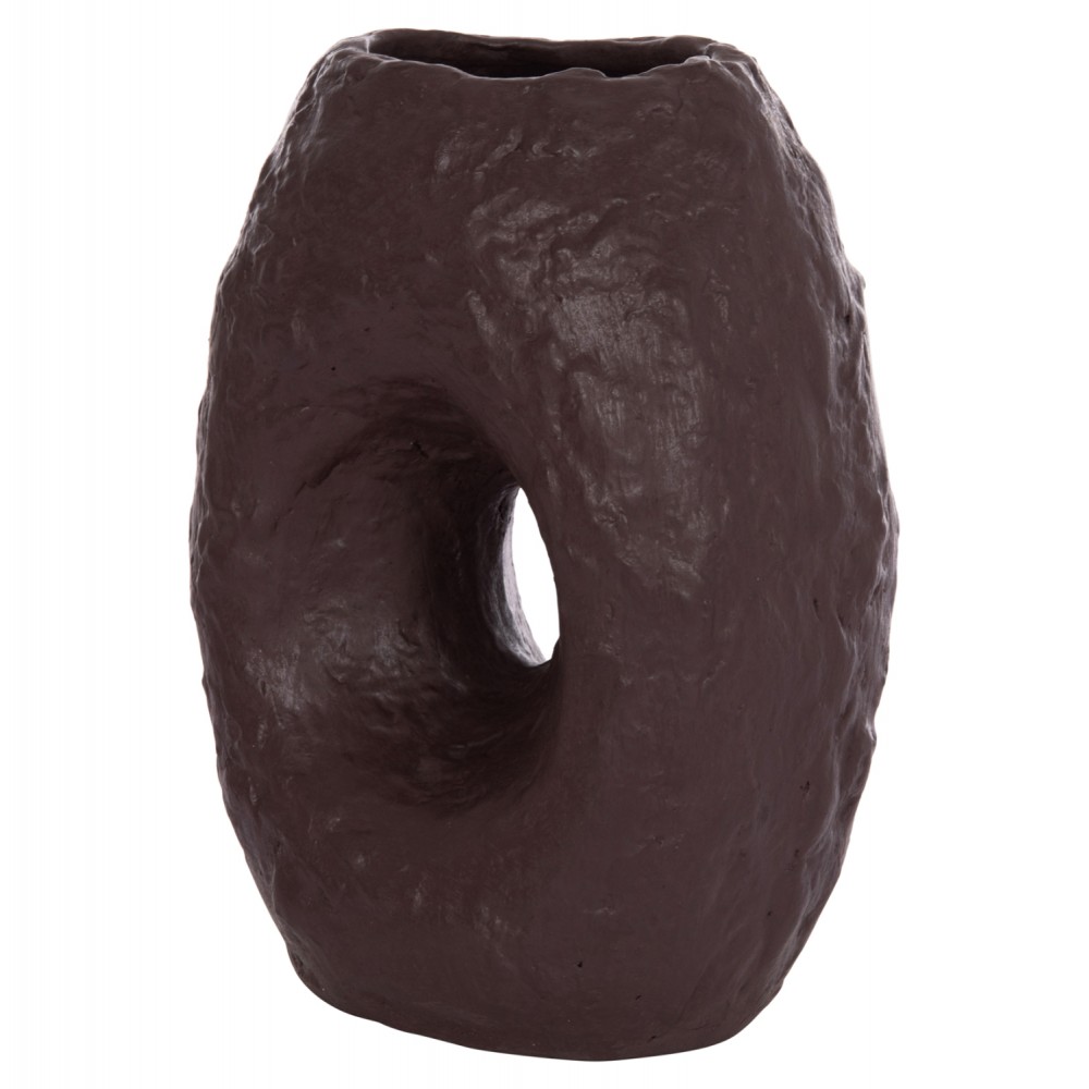 Επιτραπέζιο διακοσμητικό βάζο "NAMENTIS" από τερακότα σε χρώμα καφέ 26.5x16x36.5
