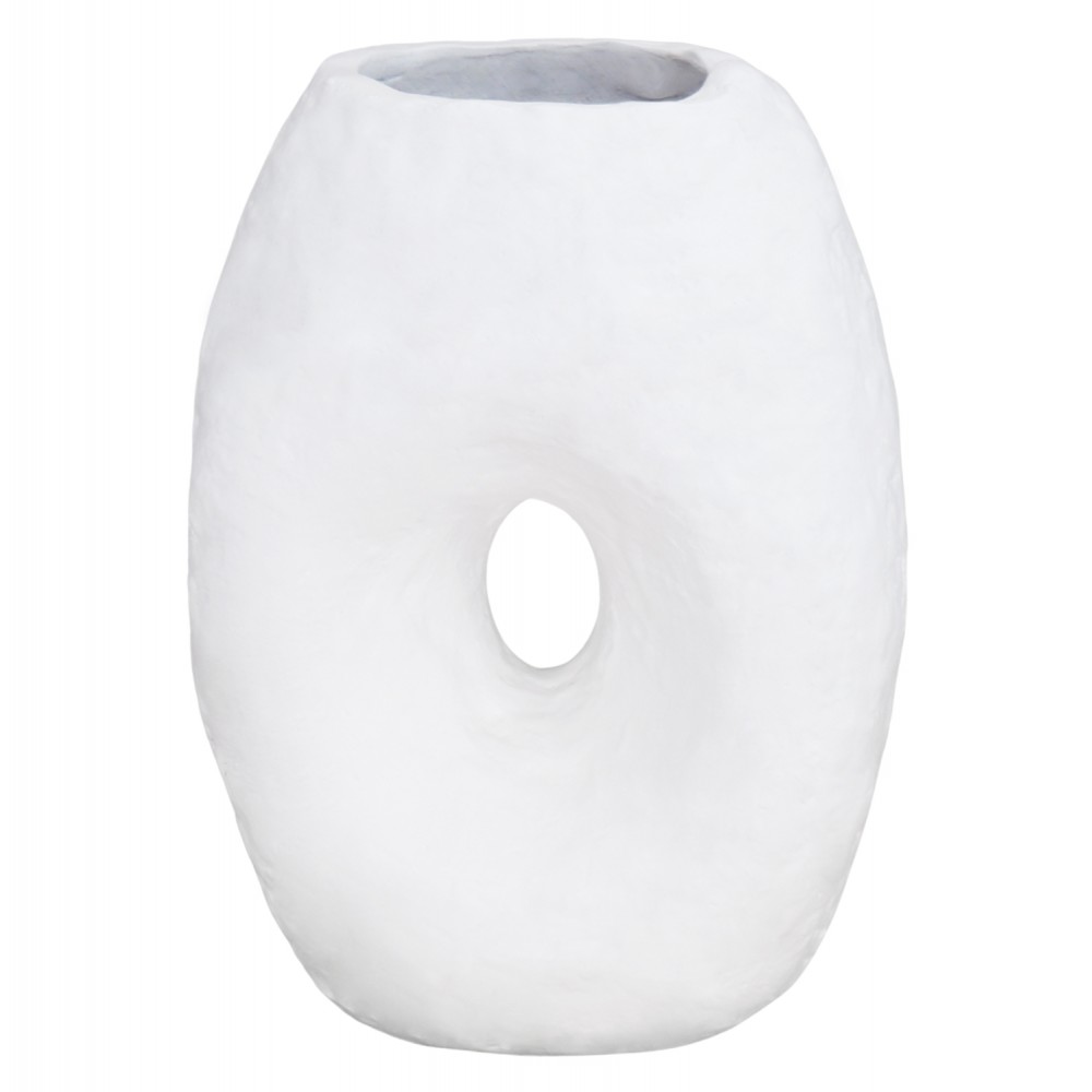 Επιτραπέζιο διακοσμητικό βάζο "NAMENTIS" από τερακότα σε χρώμα λευκό 26.5x16x36.5