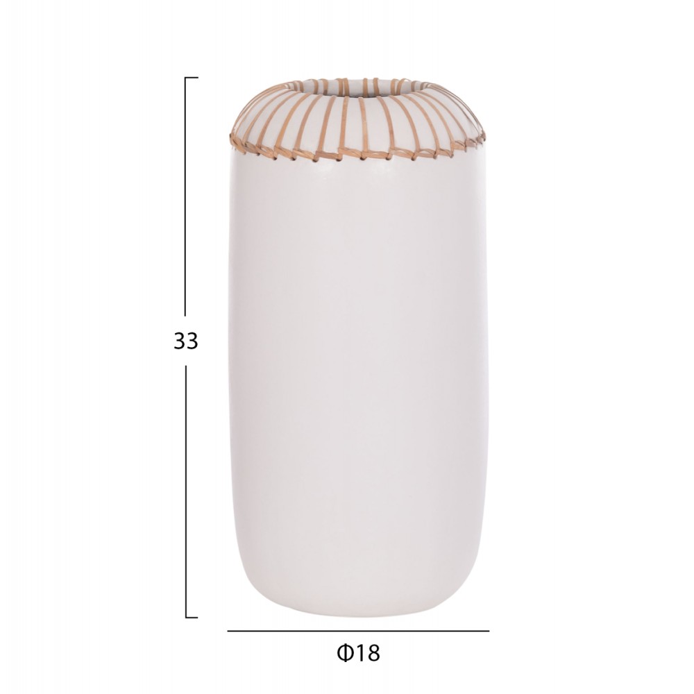 Επιτραπέζιο διακοσμητικό βάζο "LENNOX" από τερακότα σε χρώμα λευκό Φ18x33