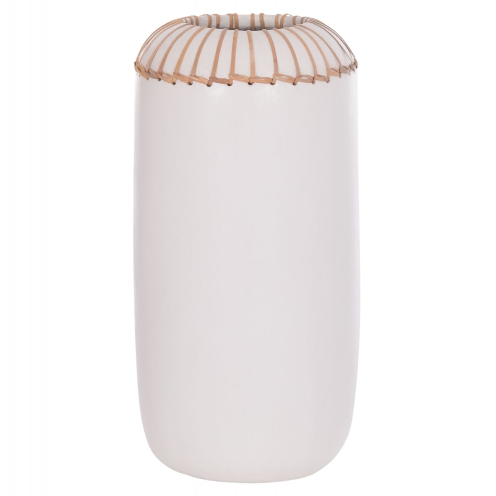 Επιτραπέζιο διακοσμητικό βάζο "LENNOX" από τερακότα σε χρώμα λευκό Φ18x33