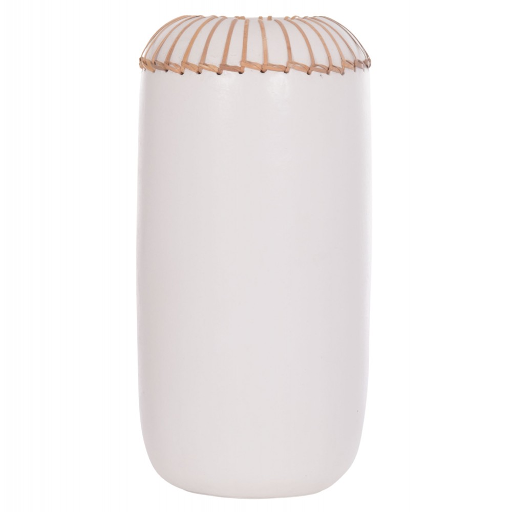 Επιτραπέζιο διακοσμητικό βάζο "LENNOX" από τερακότα σε χρώμα λευκό Φ18x33