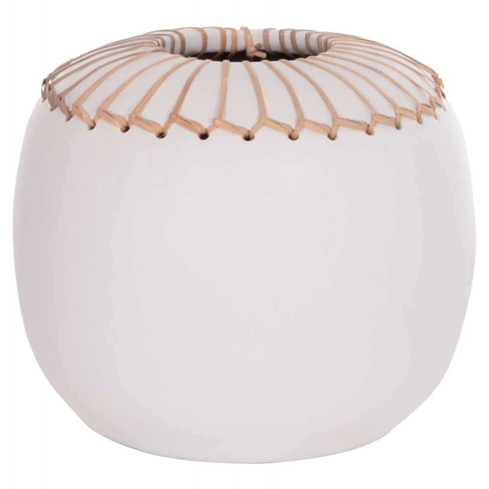 Επιτραπέζιο διακοσμητικό βάζο "LENNOX" από τερακότα σε χρώμα λευκό Φ22x20