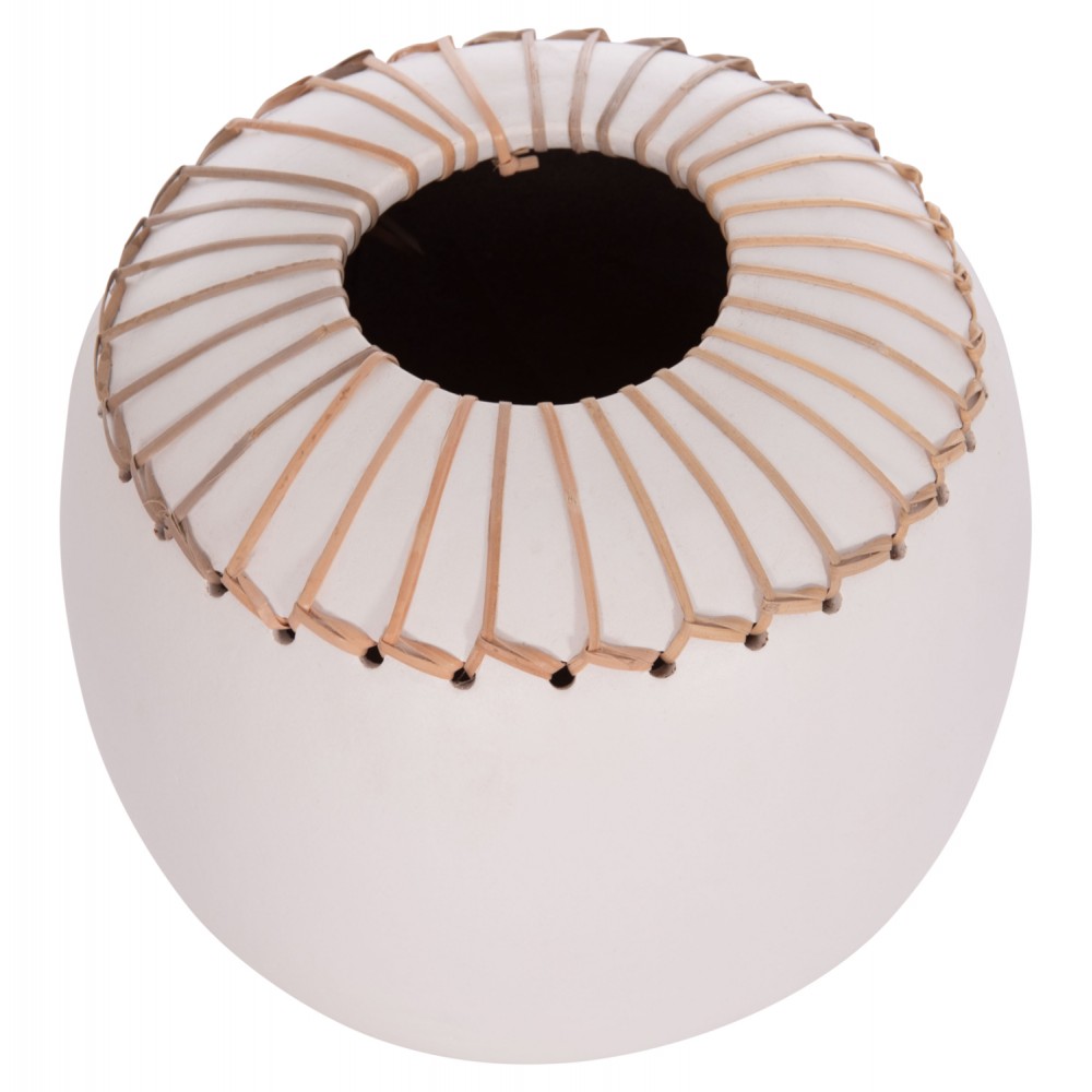 Επιτραπέζιο διακοσμητικό βάζο "LENNOX" από τερακότα σε χρώμα λευκό Φ22x20