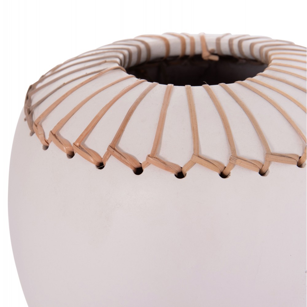 Επιτραπέζιο διακοσμητικό βάζο "LENNOX" από τερακότα σε χρώμα λευκό Φ22x20