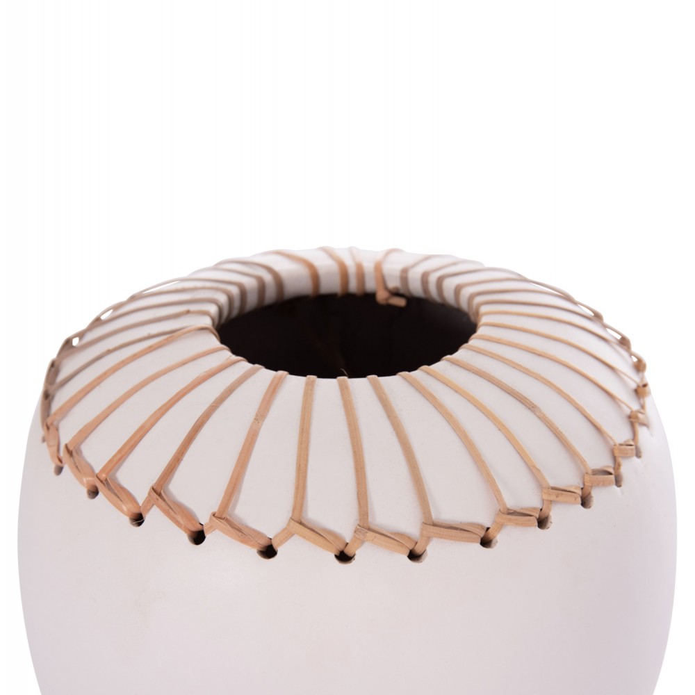 Επιτραπέζιο διακοσμητικό βάζο "LENNOX" από τερακότα σε χρώμα λευκό Φ22x20