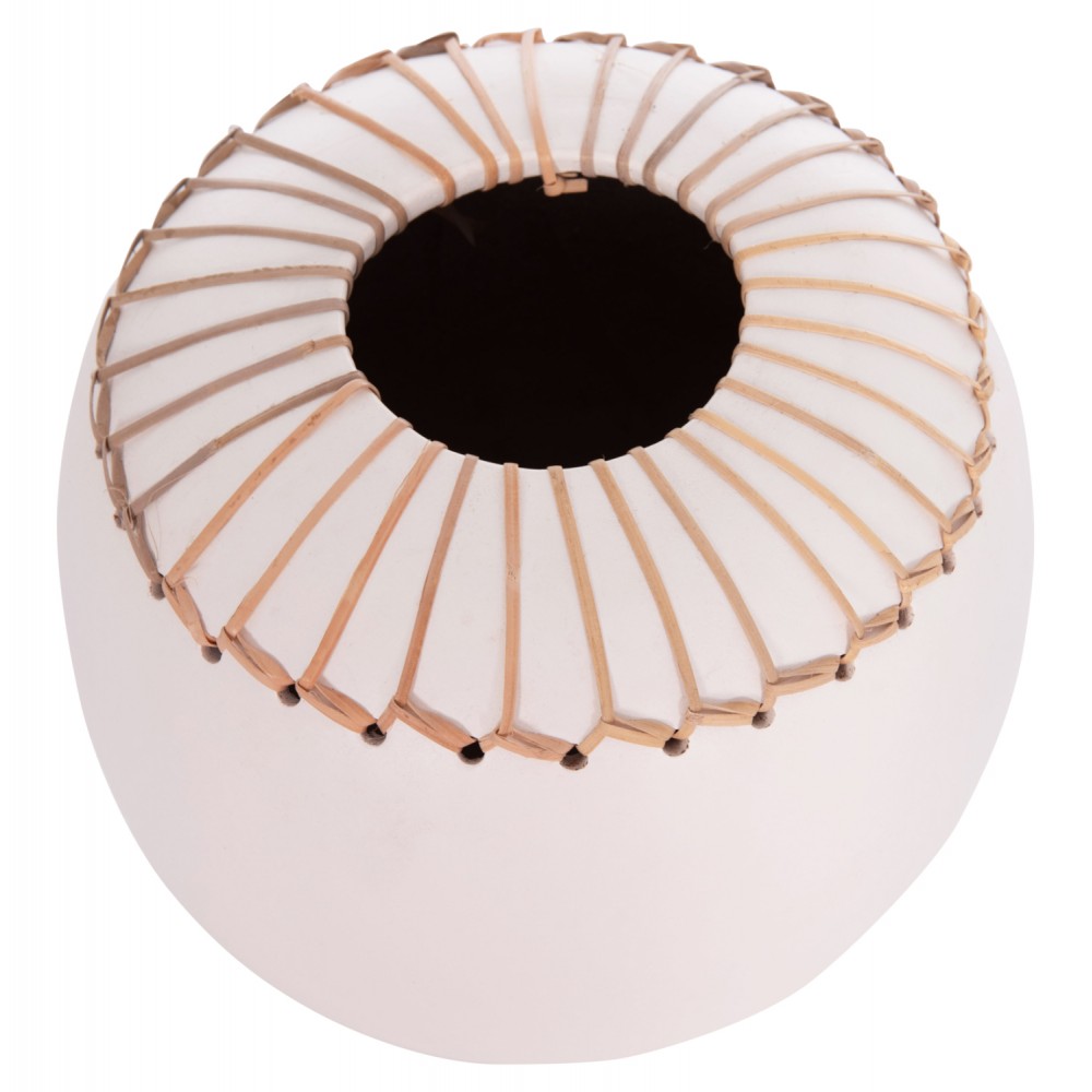 Επιτραπέζιο διακοσμητικό βάζο "LENNOX" από τερακότα σε χρώμα λευκό Φ22x20