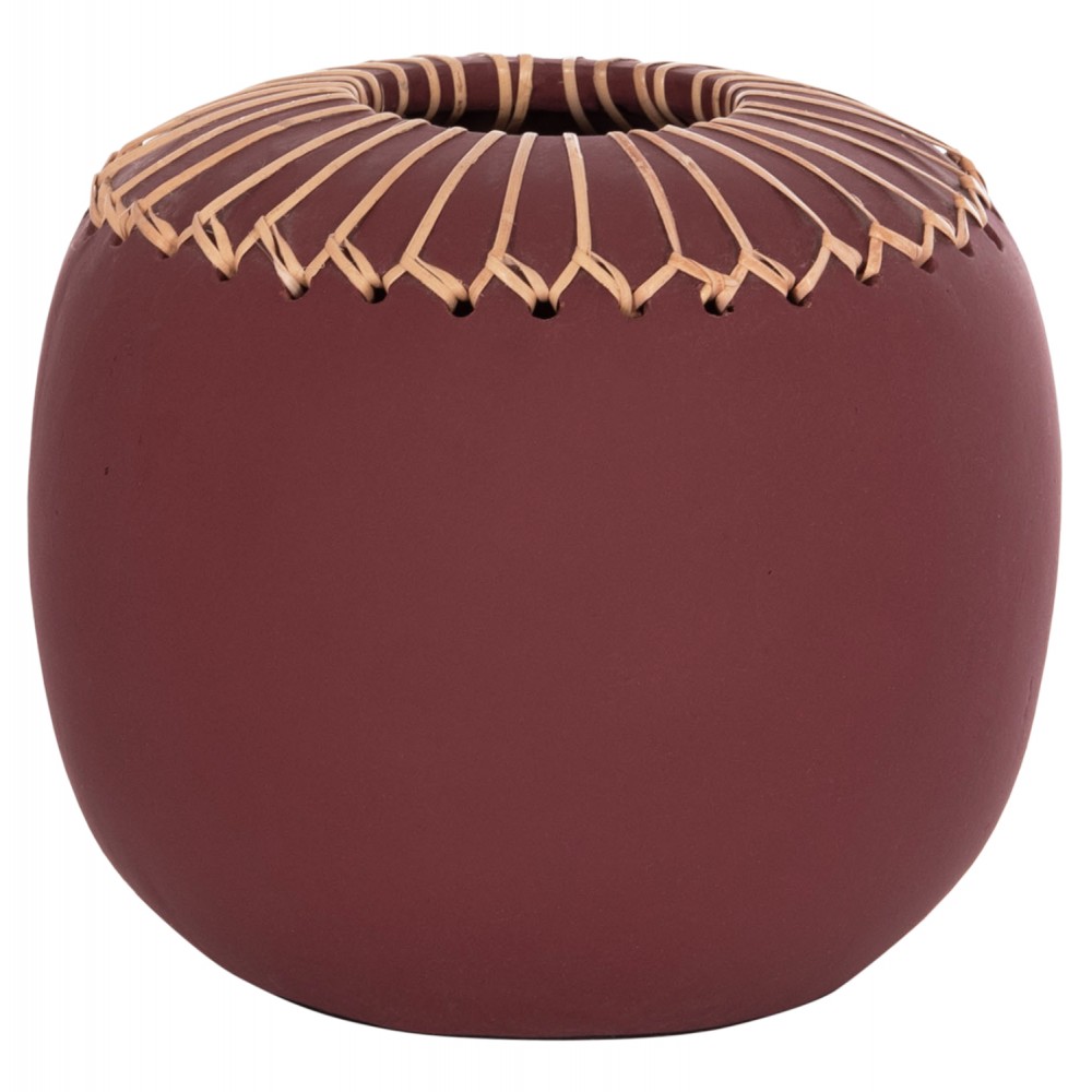 Επιτραπέζιο διακοσμητικό βάζο "LENNOX" από τερακότα σε χρώμα βυσσινί Φ22x20