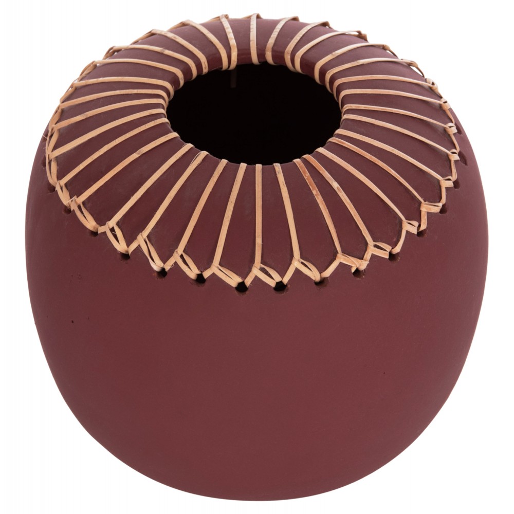 Επιτραπέζιο διακοσμητικό βάζο "LENNOX" από τερακότα σε χρώμα βυσσινί Φ22x20