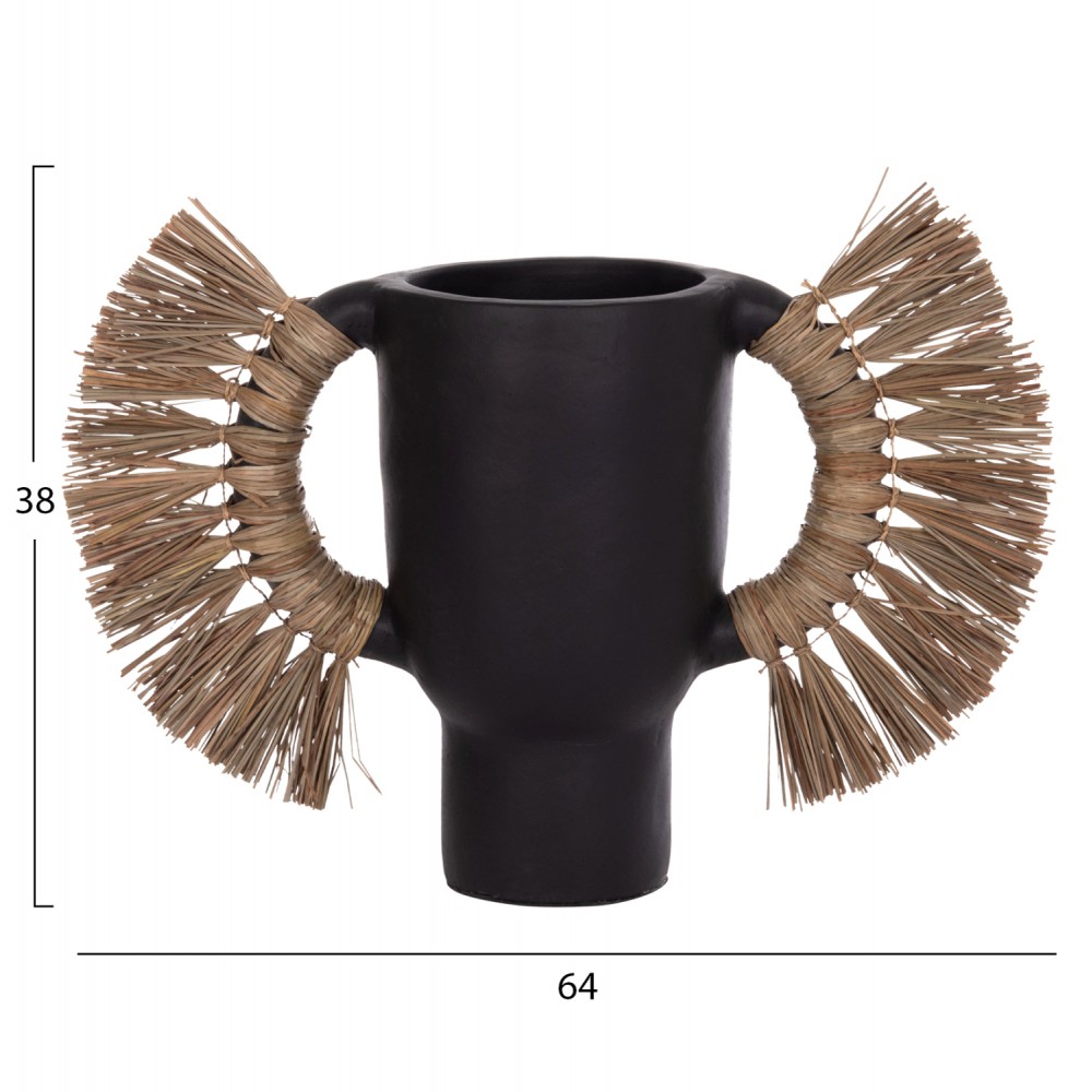 Επιτραπέζιο διακοσμητικό βάζο "ALICA" από τερακότα/grass σε χρώμα μαύρο 64x22x38