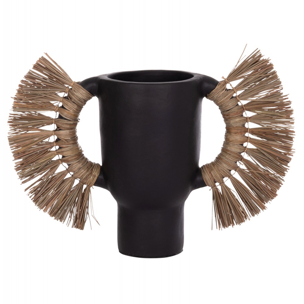 Επιτραπέζιο διακοσμητικό βάζο "ALICA" από τερακότα/grass σε χρώμα μαύρο 64x22x38