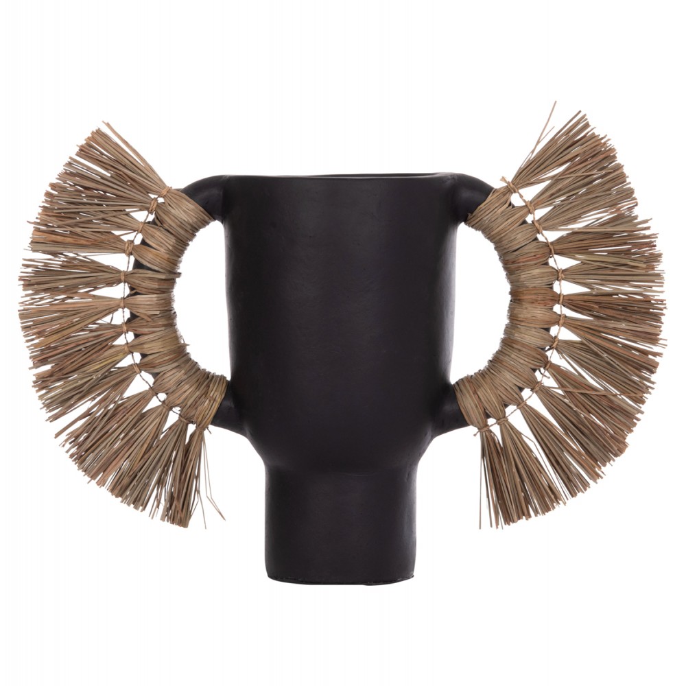 Επιτραπέζιο διακοσμητικό βάζο "ALICA" από τερακότα/grass σε χρώμα μαύρο 64x22x38