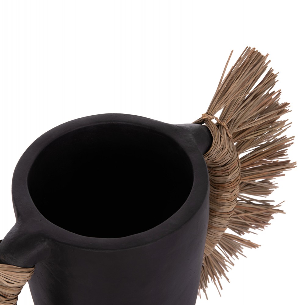 Επιτραπέζιο διακοσμητικό βάζο "ALICA" από τερακότα/grass σε χρώμα μαύρο 64x22x38