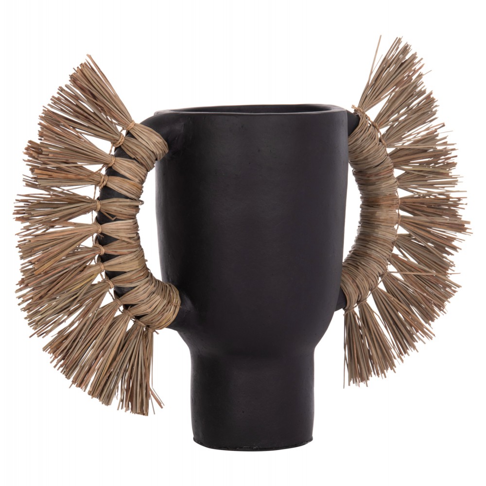 Επιτραπέζιο διακοσμητικό βάζο "ALICA" από τερακότα/grass σε χρώμα μαύρο 64x22x38