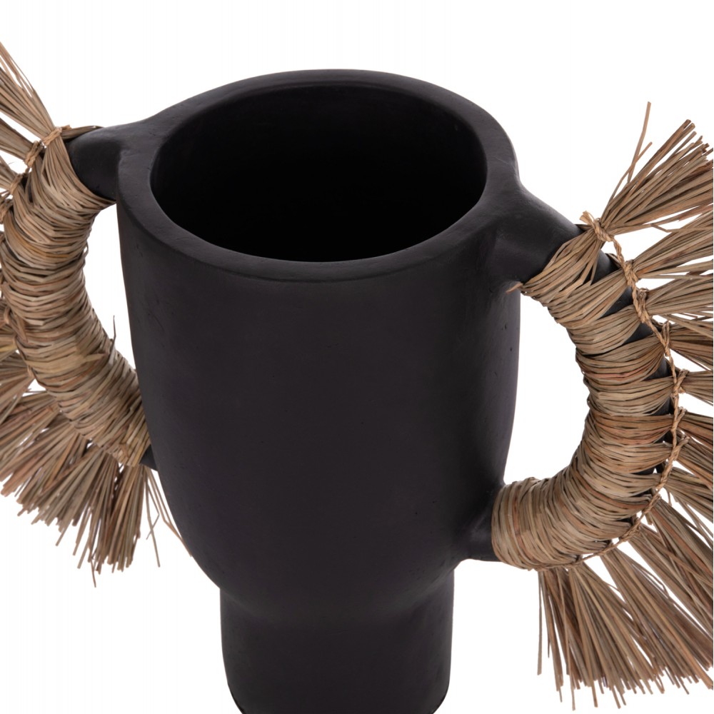 Επιτραπέζιο διακοσμητικό βάζο "ALICA" από τερακότα/grass σε χρώμα μαύρο 64x22x38