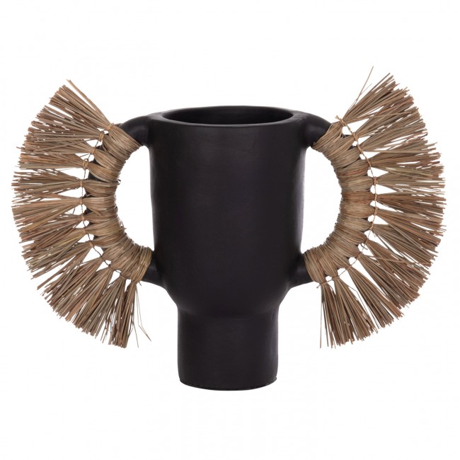 Επιτραπέζιο διακοσμητικό βάζο "ALICA" από τερακότα/grass σε χρώμα μαύρο 64x22x38