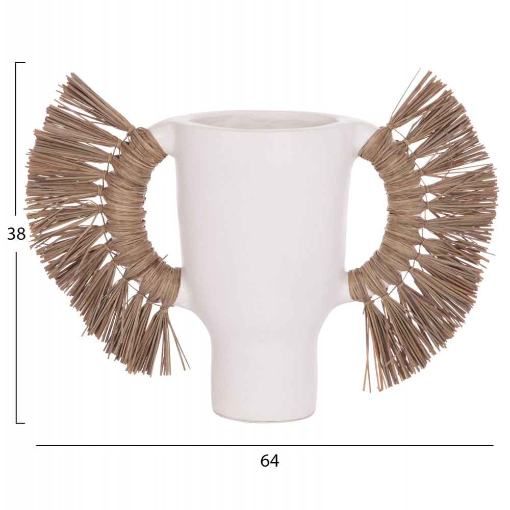 Επιτραπέζιο διακοσμητικό βάζο "ALICA" από τερακότα/grass σε χρώμα λευκό 64x22x38