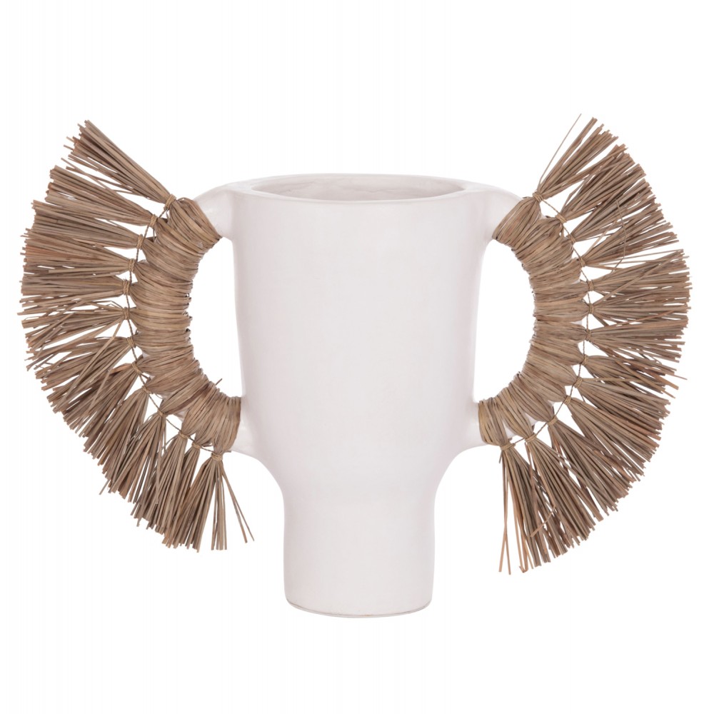 Επιτραπέζιο διακοσμητικό βάζο "ALICA" από τερακότα/grass σε χρώμα λευκό 64x22x38