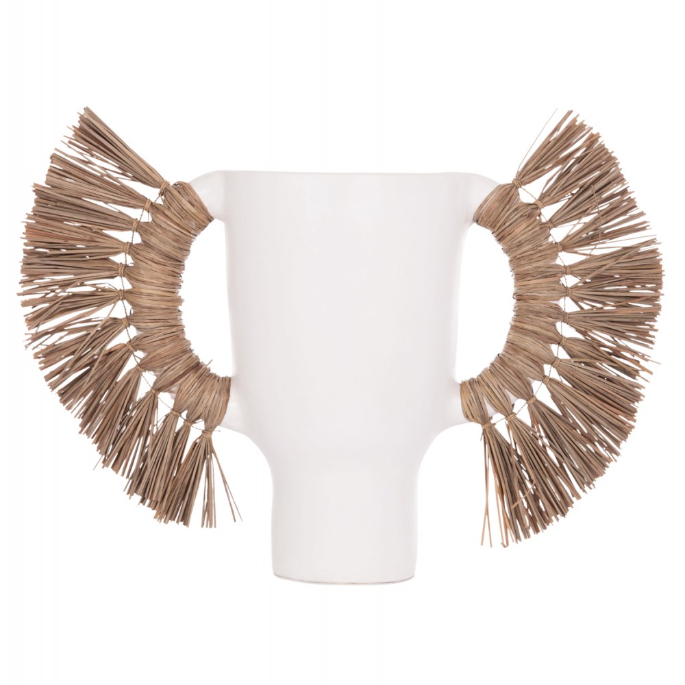 Επιτραπέζιο διακοσμητικό βάζο "ALICA" από τερακότα/grass σε χρώμα λευκό 64x22x38