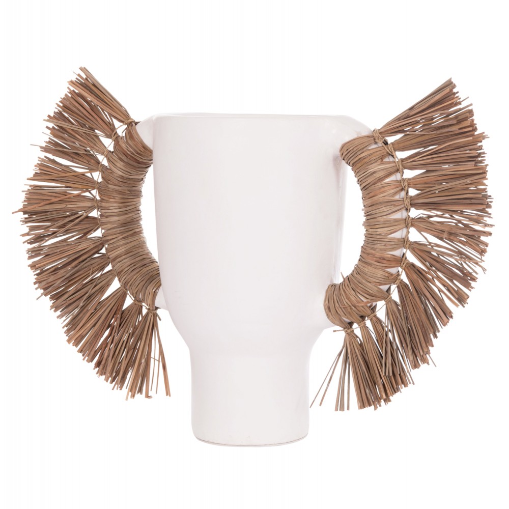 Επιτραπέζιο διακοσμητικό βάζο "ALICA" από τερακότα/grass σε χρώμα λευκό 64x22x38