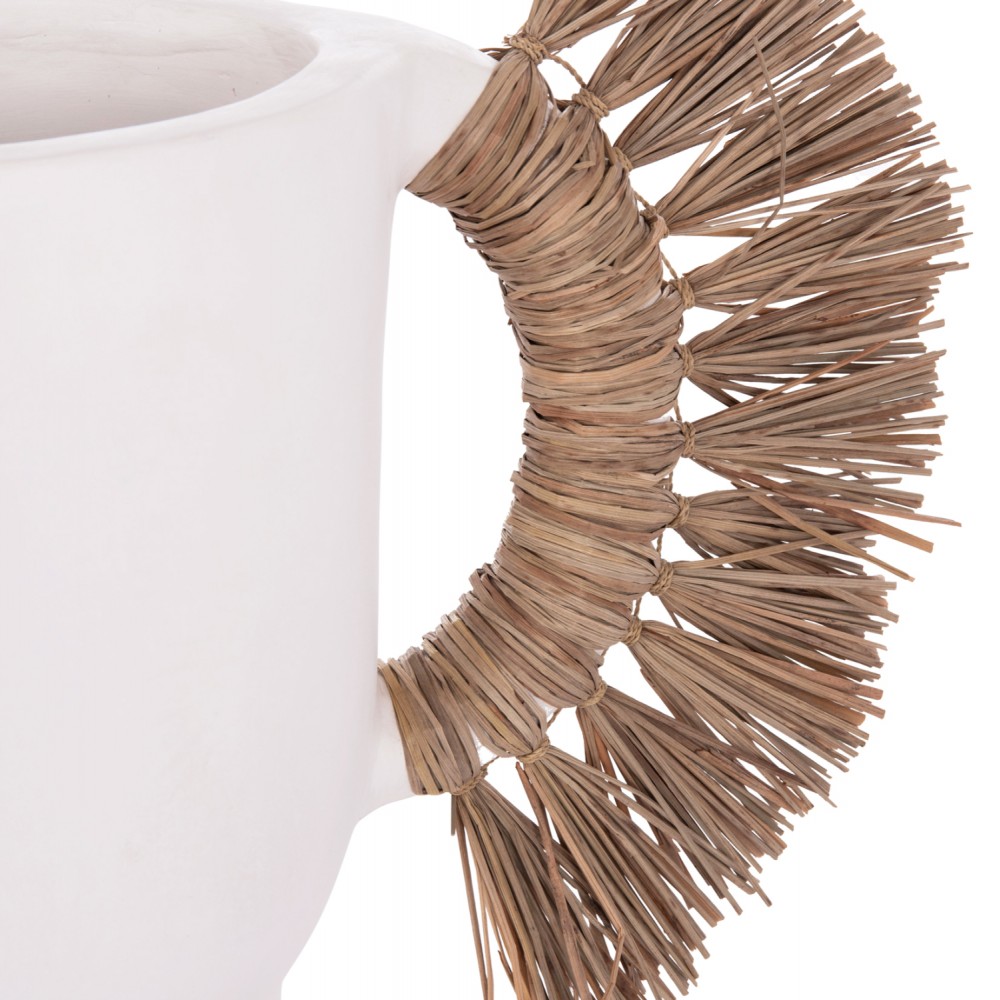 Επιτραπέζιο διακοσμητικό βάζο "ALICA" από τερακότα/grass σε χρώμα λευκό 64x22x38